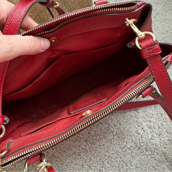 Coach Brooke Carryall Red Crossgrain Leather Shoulder and Crossbody Purse - Picture 6 of 11